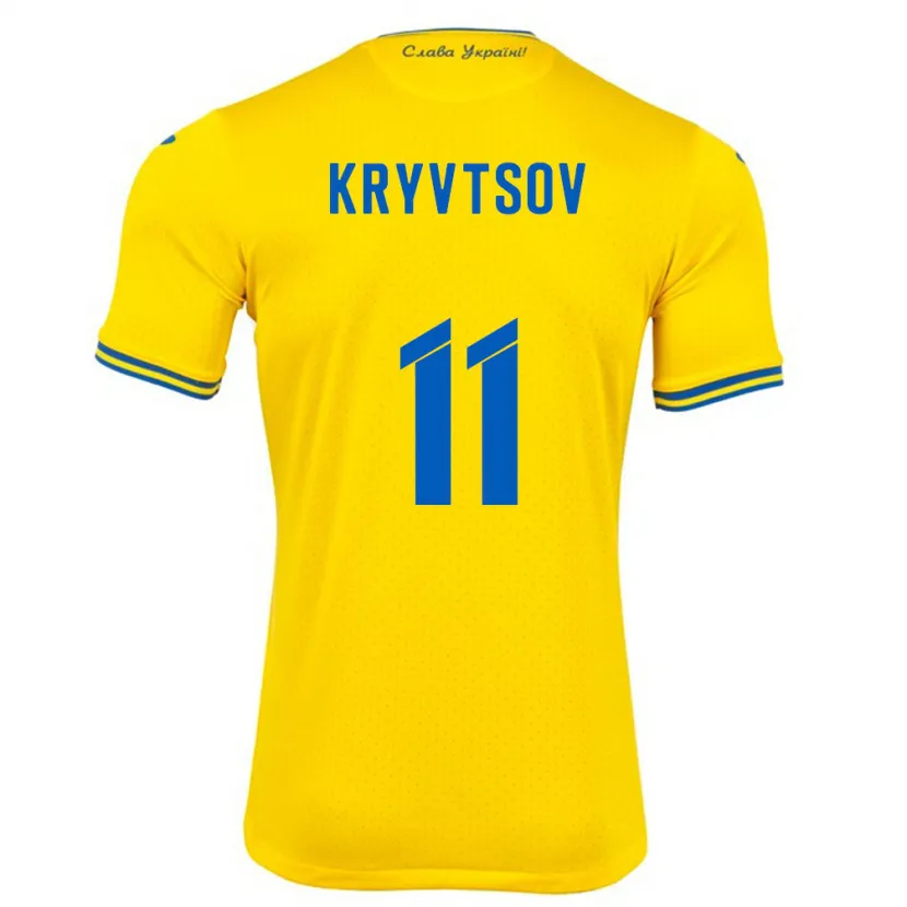 Danxen Kinderen Oekraïne Nikita Kryvtsov #11 Geel Thuisshirt Thuistenue 24-26 T-Shirt