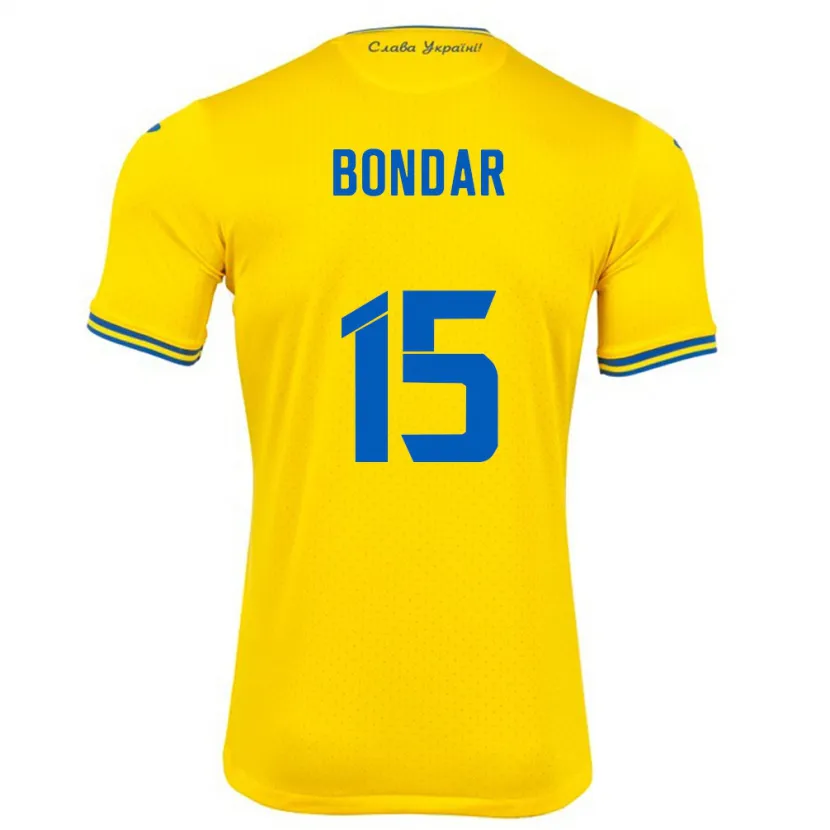 Danxen Kinderen Oekraïne Nazar Bondar #15 Geel Thuisshirt Thuistenue 24-26 T-Shirt