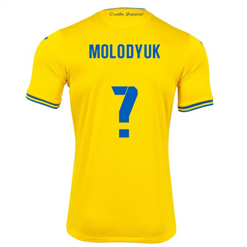 Danxen Kinderen Oekraïne Yelyzaveta Molodyuk #0 Geel Thuisshirt Thuistenue 24-26 T-Shirt
