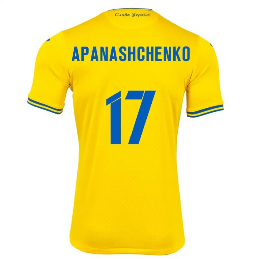 Danxen Kinderen Oekraïne Daryna Apanashchenko #17 Geel Thuisshirt Thuistenue 24-26 T-Shirt