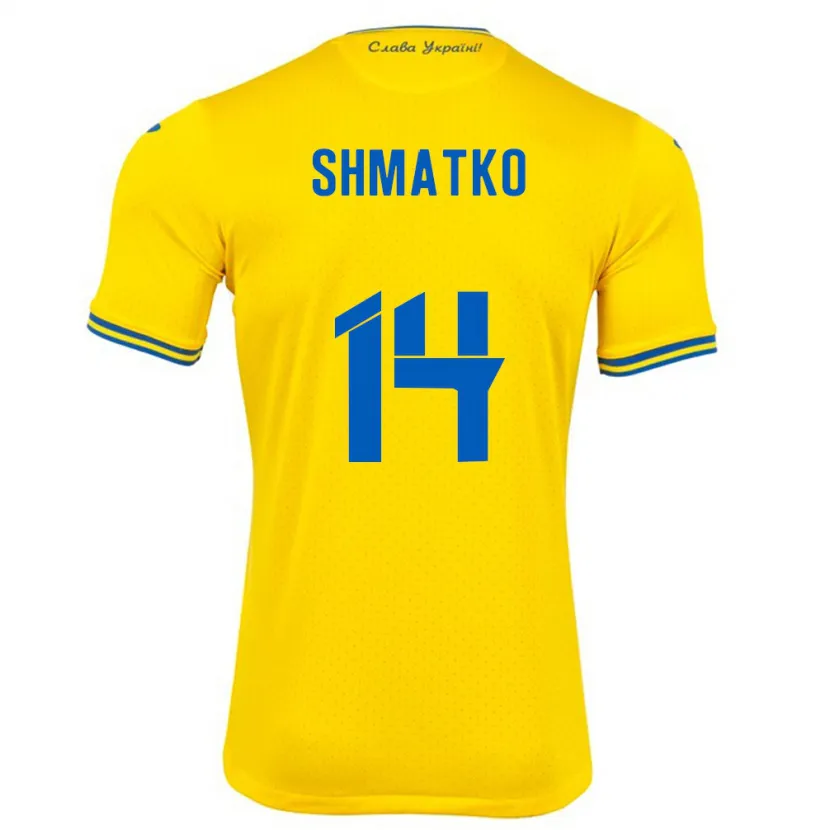 Danxen Kinderen Oekraïne Lyubov Shmatko #14 Geel Thuisshirt Thuistenue 24-26 T-Shirt