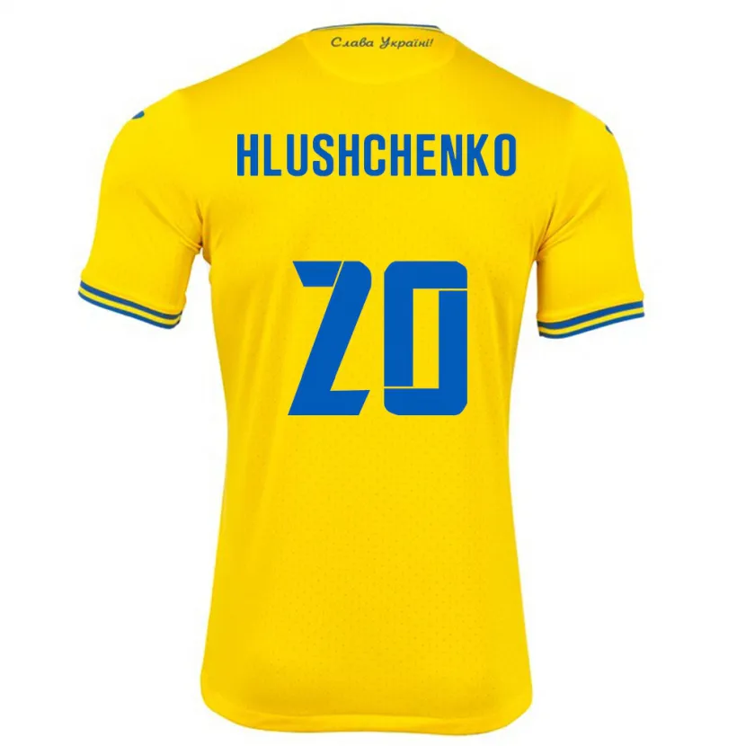 Danxen Kinderen Oekraïne Inna Hlushchenko #20 Geel Thuisshirt Thuistenue 24-26 T-Shirt