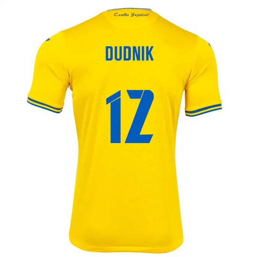Danxen Kinderen Oekraïne Marina Dudnik #12 Geel Thuisshirt Thuistenue 24-26 T-Shirt