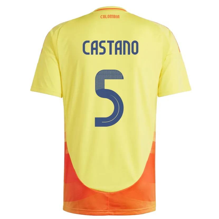 Danxen Kinderen Colombia Kevin Castaño #5 Geel Thuisshirt Thuistenue 24-26 T-Shirt