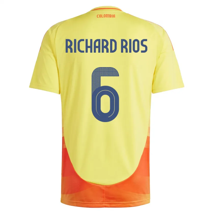 Danxen Kinderen Colombia Richard Ríos #6 Geel Thuisshirt Thuistenue 24-26 T-Shirt