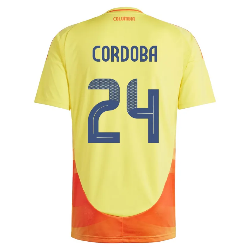 Danxen Kinderen Colombia Jhon Córdoba #24 Geel Thuisshirt Thuistenue 24-26 T-Shirt