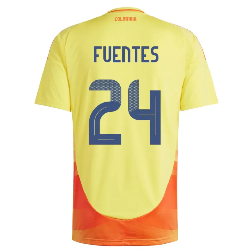 Danxen Kinderen Colombia Gabriel Fuentes #24 Geel Thuisshirt Thuistenue 24-26 T-Shirt