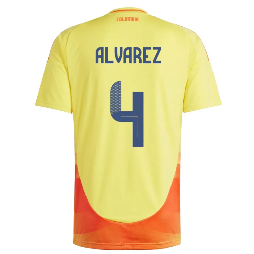 Danxen Kinderen Colombia Fernando Álvarez #4 Geel Thuisshirt Thuistenue 24-26 T-Shirt