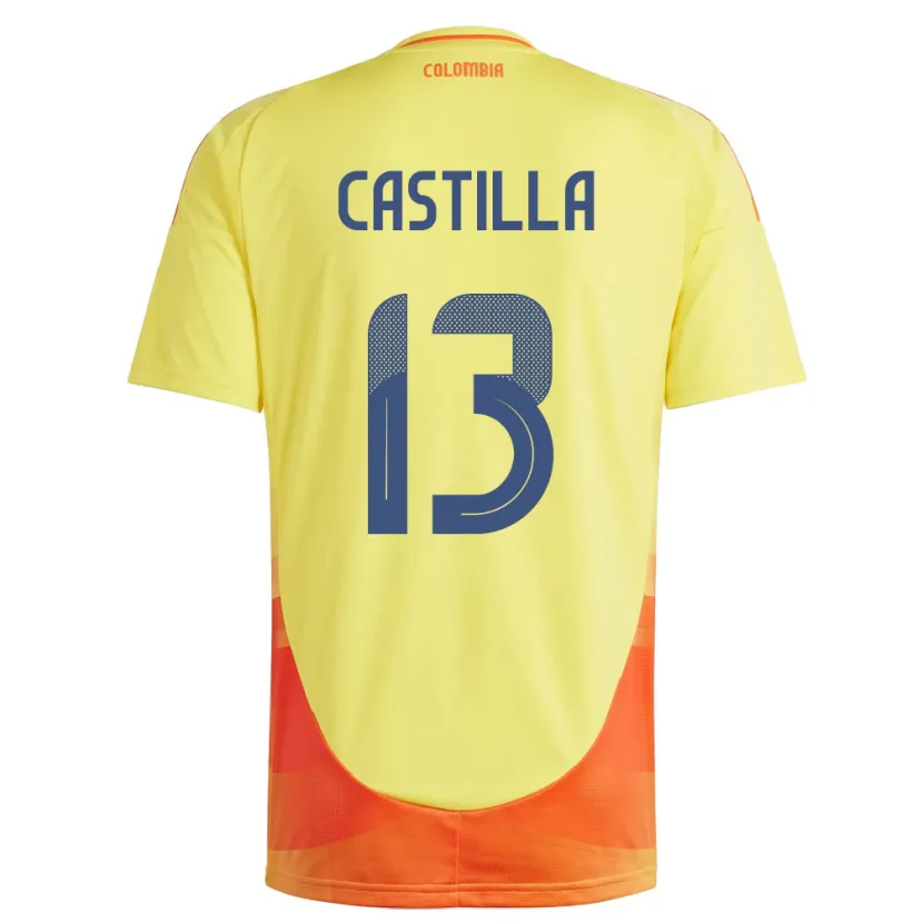 Danxen Kinderen Colombia Juan Castilla #13 Geel Thuisshirt Thuistenue 24-26 T-Shirt