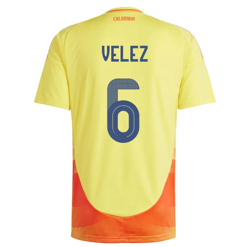 Danxen Kinderen Colombia Jhon Vélez #6 Geel Thuisshirt Thuistenue 24-26 T-Shirt