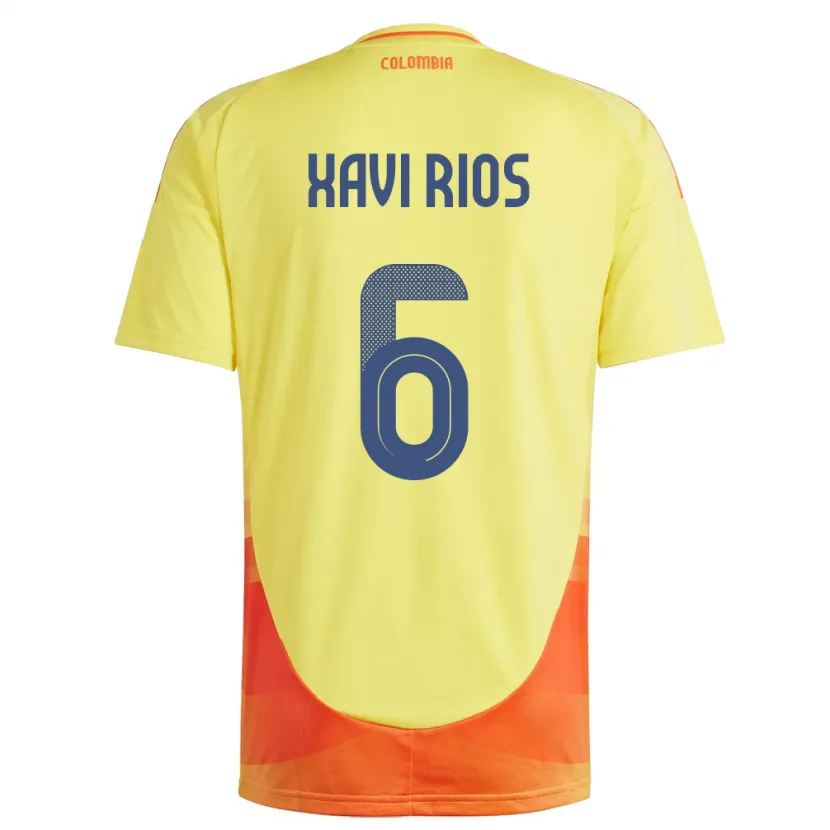 Danxen Kinderen Colombia Xavi Ríos #6 Geel Thuisshirt Thuistenue 24-26 T-Shirt