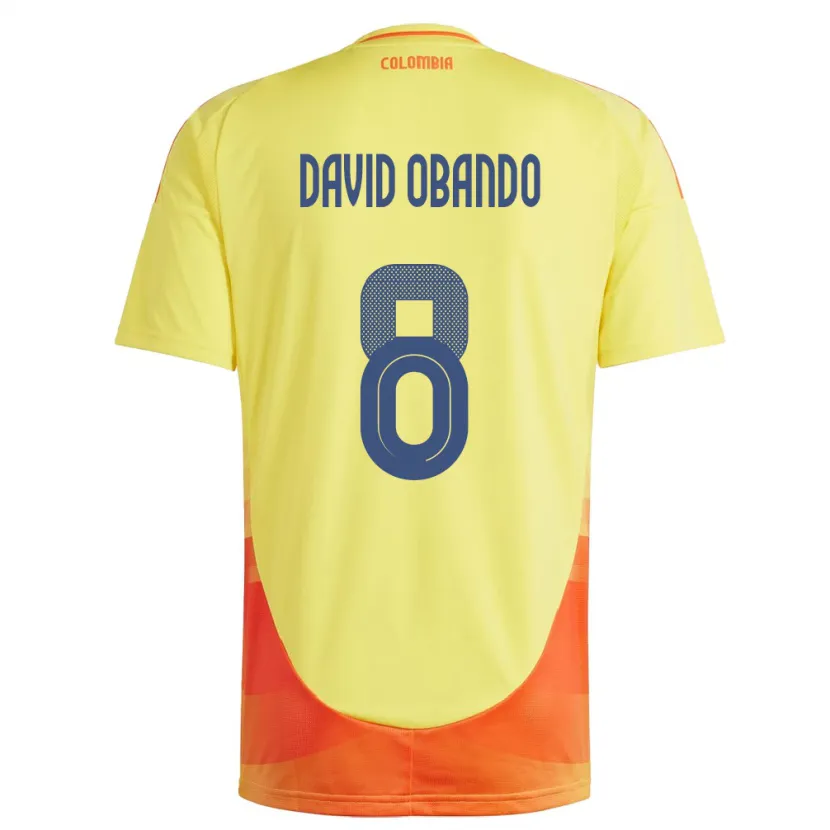 Danxen Kinderen Colombia Juan David Obando #8 Geel Thuisshirt Thuistenue 24-26 T-Shirt