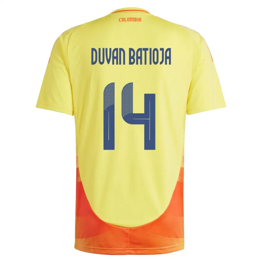 Danxen Kinderen Colombia Andy Duván Batioja #14 Geel Thuisshirt Thuistenue 24-26 T-Shirt