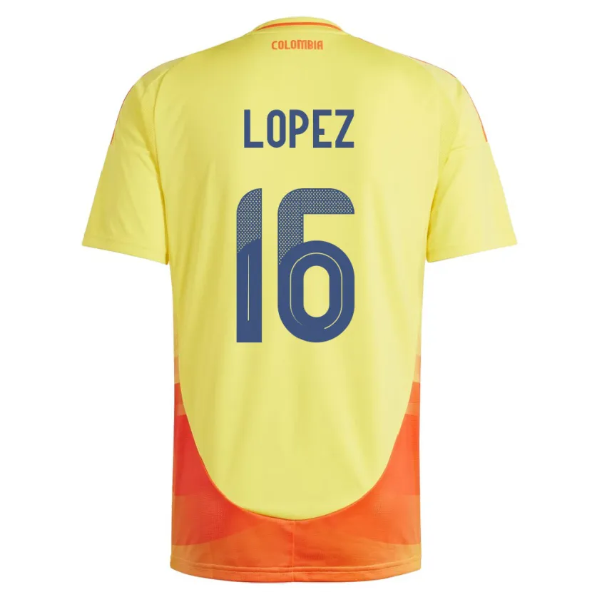 Danxen Kinderen Colombia William López #16 Geel Thuisshirt Thuistenue 24-26 T-Shirt