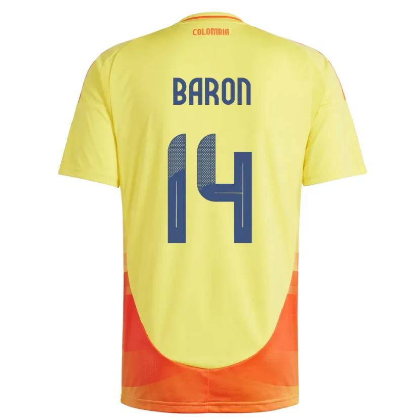 Danxen Kinderen Colombia Ángela Barón #14 Geel Thuisshirt Thuistenue 24-26 T-Shirt