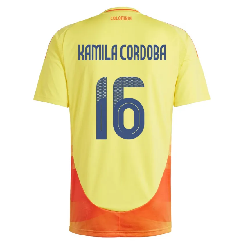 Danxen Kinderen Colombia Sara Kamila Córdoba #16 Geel Thuisshirt Thuistenue 24-26 T-Shirt
