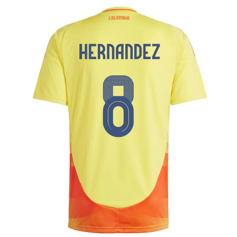 Danxen Kinderen Colombia Natalia Hernández #8 Geel Thuisshirt Thuistenue 24-26 T-Shirt