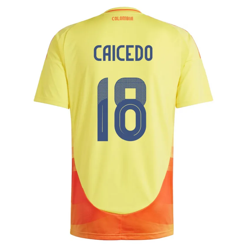 Danxen Kinderen Colombia Linda Caicedo #18 Geel Thuisshirt Thuistenue 24-26 T-Shirt
