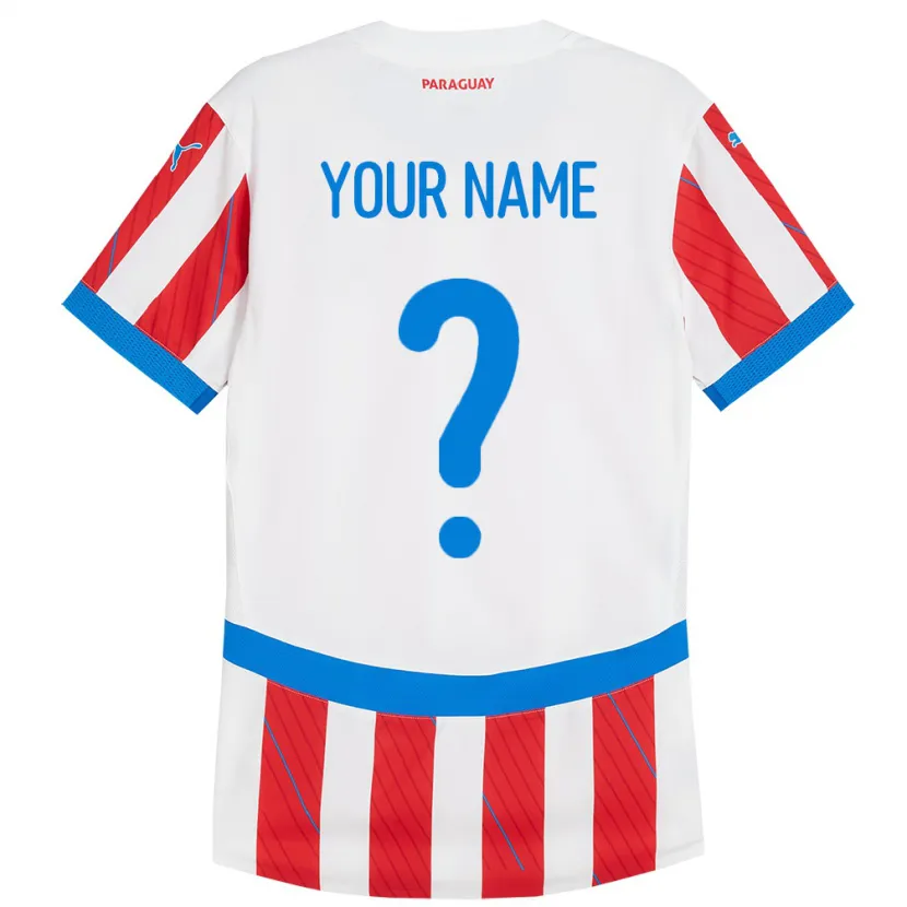 Danxen Kinderen Paraguay Uw Naam #0 Wit Rood Thuisshirt Thuistenue 24-26 T-Shirt