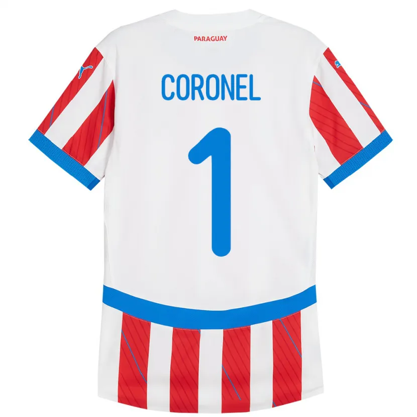 Danxen Kinderen Paraguay Carlos Coronel #1 Wit Rood Thuisshirt Thuistenue 24-26 T-Shirt