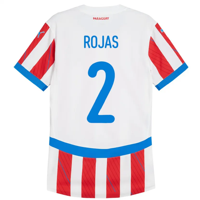 Danxen Kinderen Paraguay Robert Rojas #2 Wit Rood Thuisshirt Thuistenue 24-26 T-Shirt