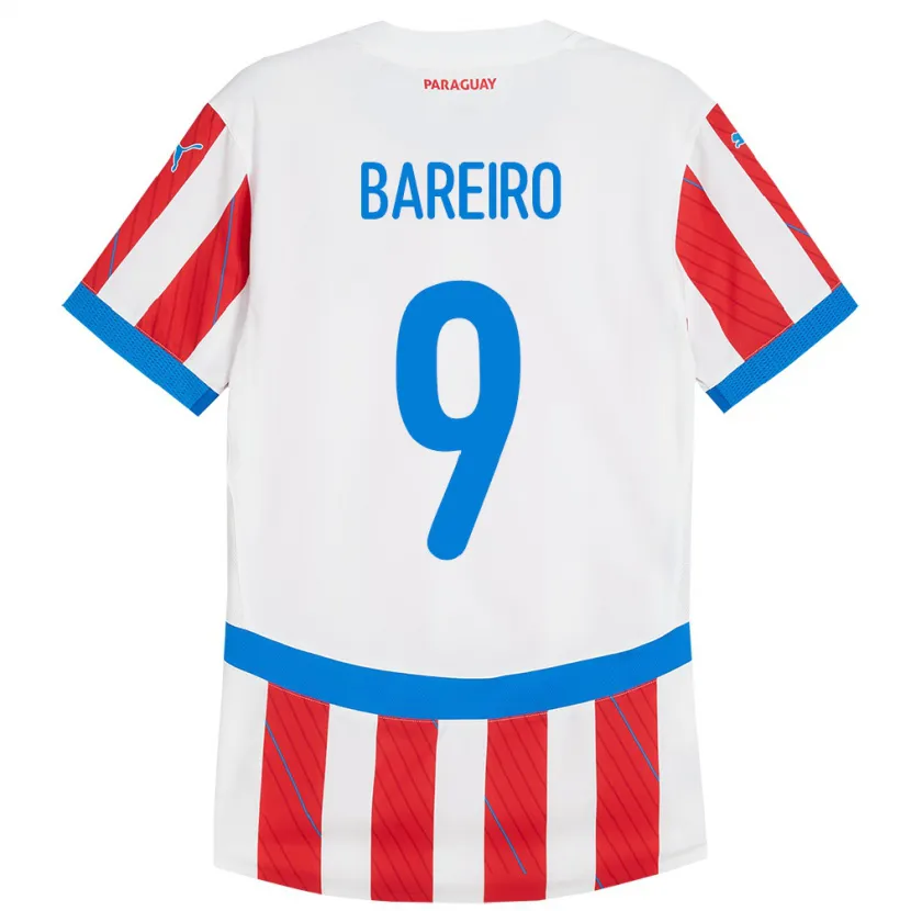 Danxen Kinderen Paraguay Adam Bareiro #9 Wit Rood Thuisshirt Thuistenue 24-26 T-Shirt