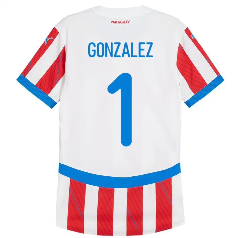 Danxen Kinderen Paraguay Ángel González #1 Wit Rood Thuisshirt Thuistenue 24-26 T-Shirt