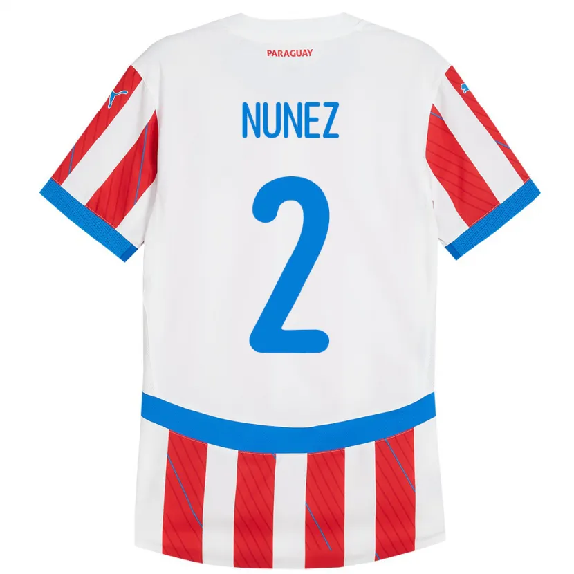 Danxen Kinderen Paraguay Alan Núñez #2 Wit Rood Thuisshirt Thuistenue 24-26 T-Shirt