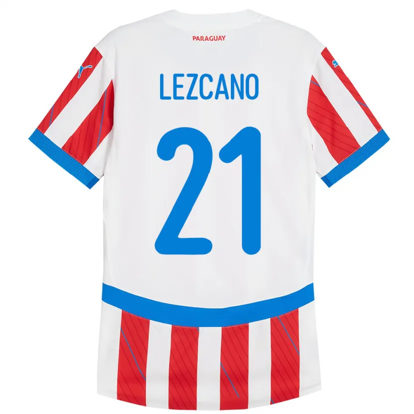 Danxen Kinderen Paraguay Rubén Lezcano #21 Wit Rood Thuisshirt Thuistenue 24-26 T-Shirt