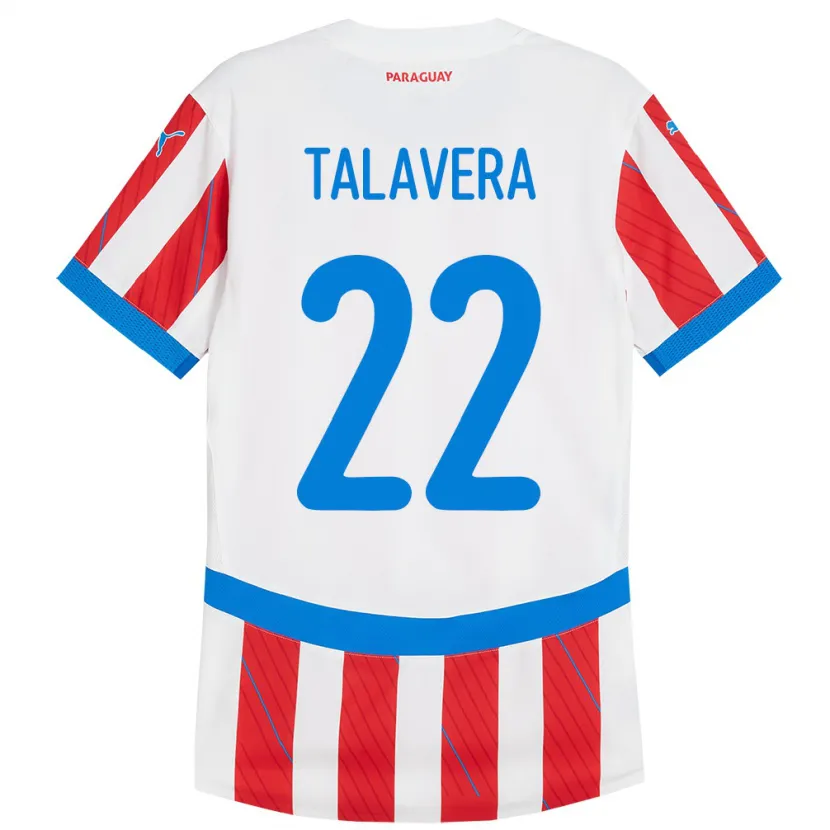 Danxen Kinderen Paraguay Javier Talavera #22 Wit Rood Thuisshirt Thuistenue 24-26 T-Shirt