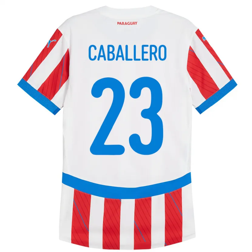 Danxen Kinderen Paraguay Tiago Caballero #23 Wit Rood Thuisshirt Thuistenue 24-26 T-Shirt