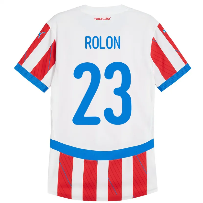 Danxen Kinderen Paraguay Luis Rolón #23 Wit Rood Thuisshirt Thuistenue 24-26 T-Shirt