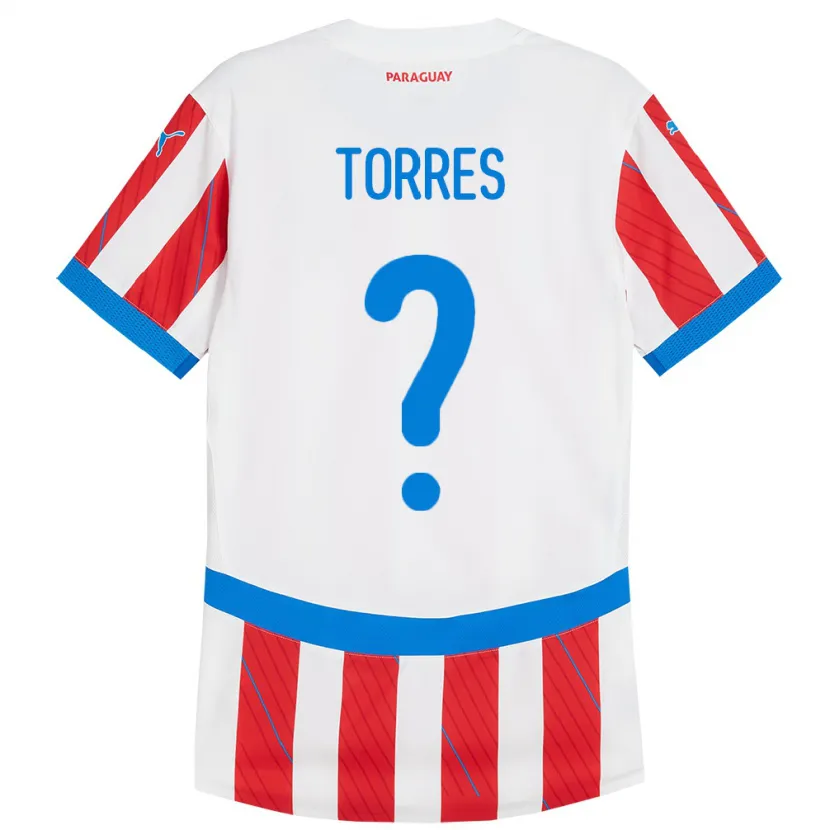Danxen Kinderen Paraguay Diego Torres #0 Wit Rood Thuisshirt Thuistenue 24-26 T-Shirt