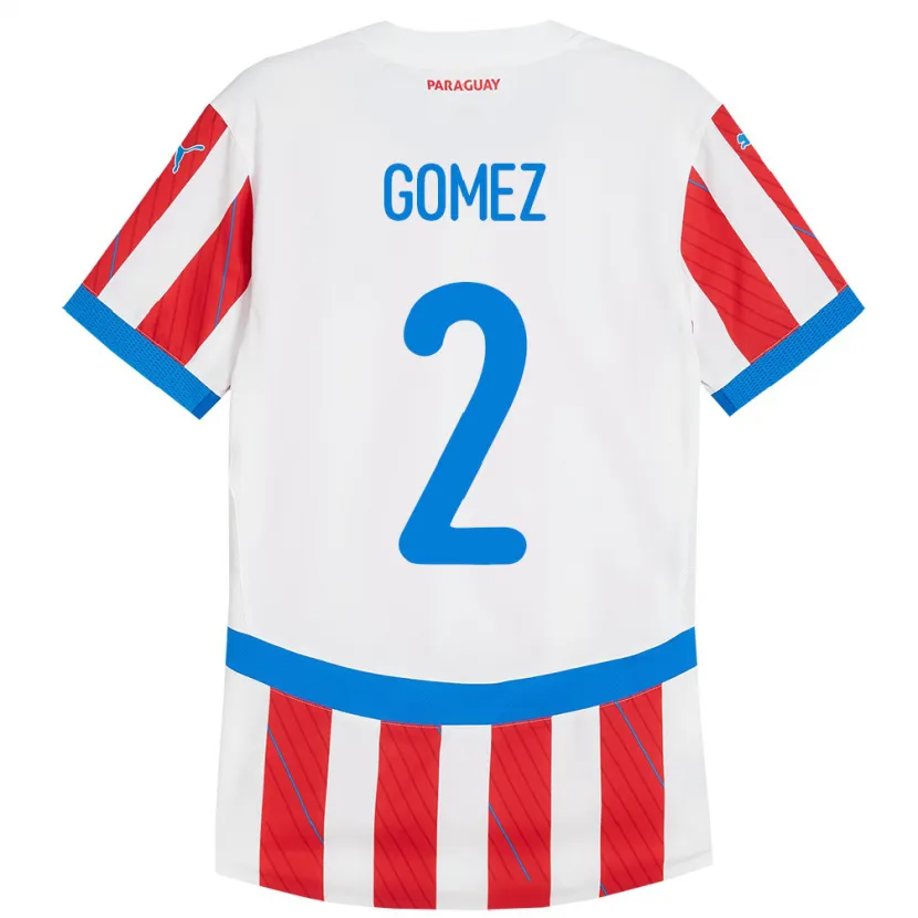 Danxen Kinderen Paraguay Rodrigo Gómez #2 Wit Rood Thuisshirt Thuistenue 24-26 T-Shirt