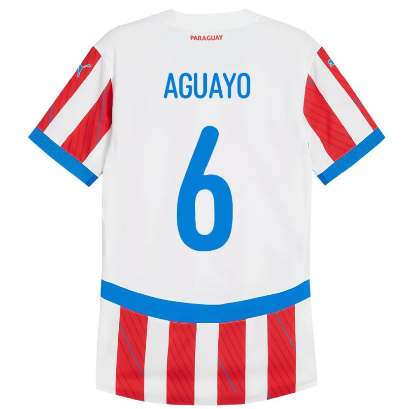 Danxen Kinderen Paraguay Ángel Aguayo #6 Wit Rood Thuisshirt Thuistenue 24-26 T-Shirt