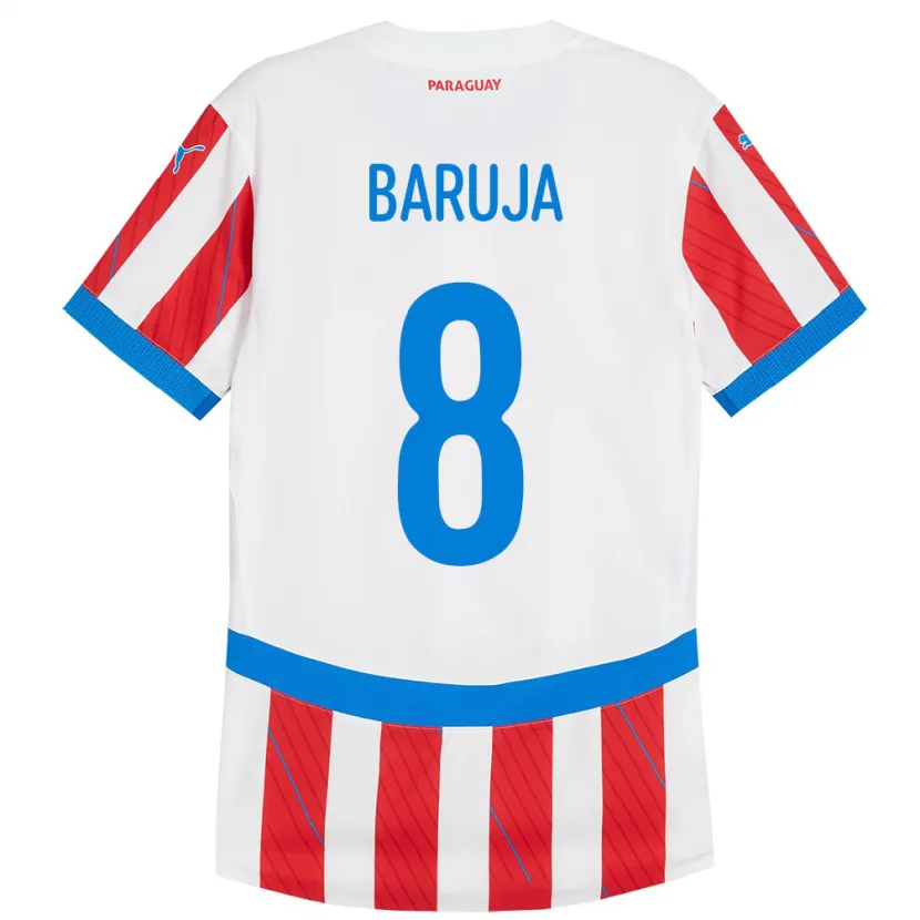 Danxen Kinderen Paraguay Fabrizio Baruja #8 Wit Rood Thuisshirt Thuistenue 24-26 T-Shirt