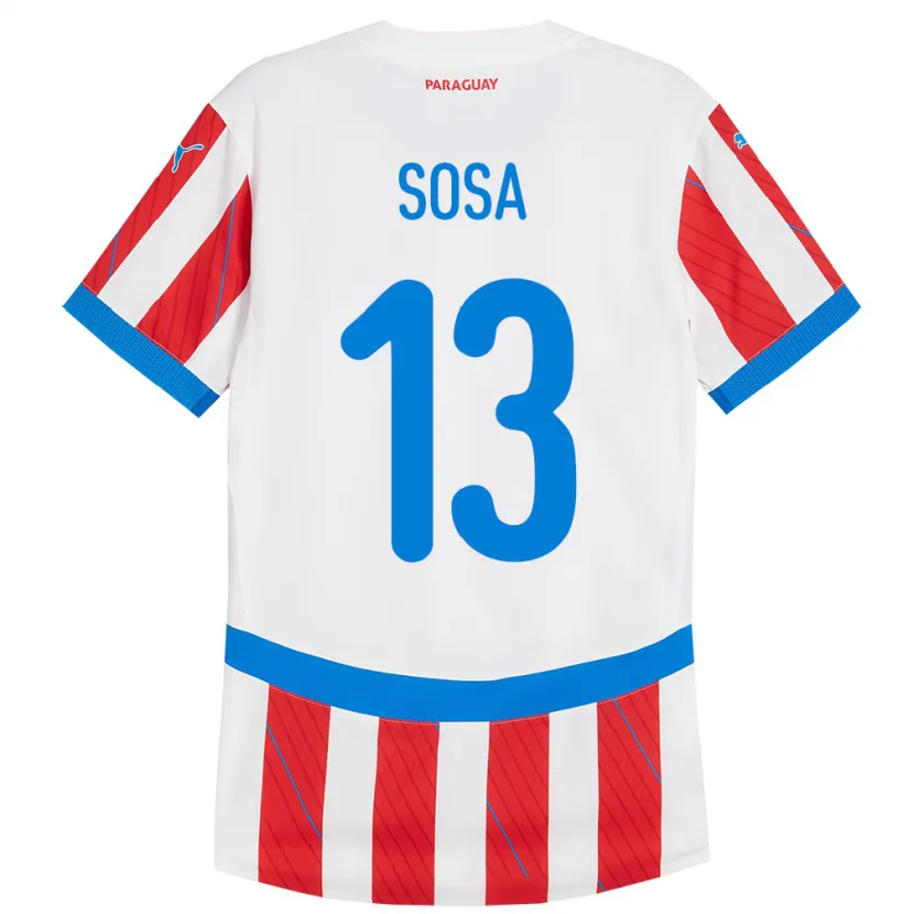 Danxen Kinderen Paraguay Alex Sosa #13 Wit Rood Thuisshirt Thuistenue 24-26 T-Shirt