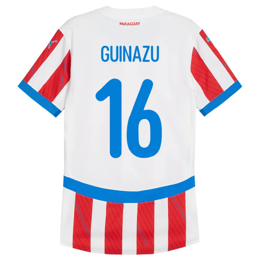 Danxen Kinderen Paraguay Lucas Guiñazú #16 Wit Rood Thuisshirt Thuistenue 24-26 T-Shirt