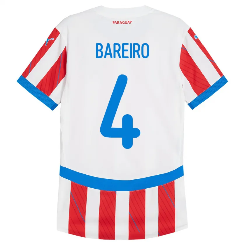 Danxen Kinderen Paraguay Daysy Bareiro #4 Wit Rood Thuisshirt Thuistenue 24-26 T-Shirt