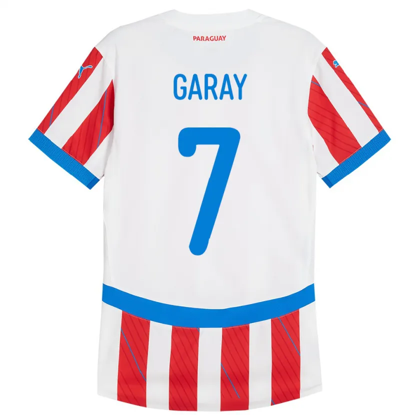 Danxen Kinderen Paraguay Griselda Garay #7 Wit Rood Thuisshirt Thuistenue 24-26 T-Shirt