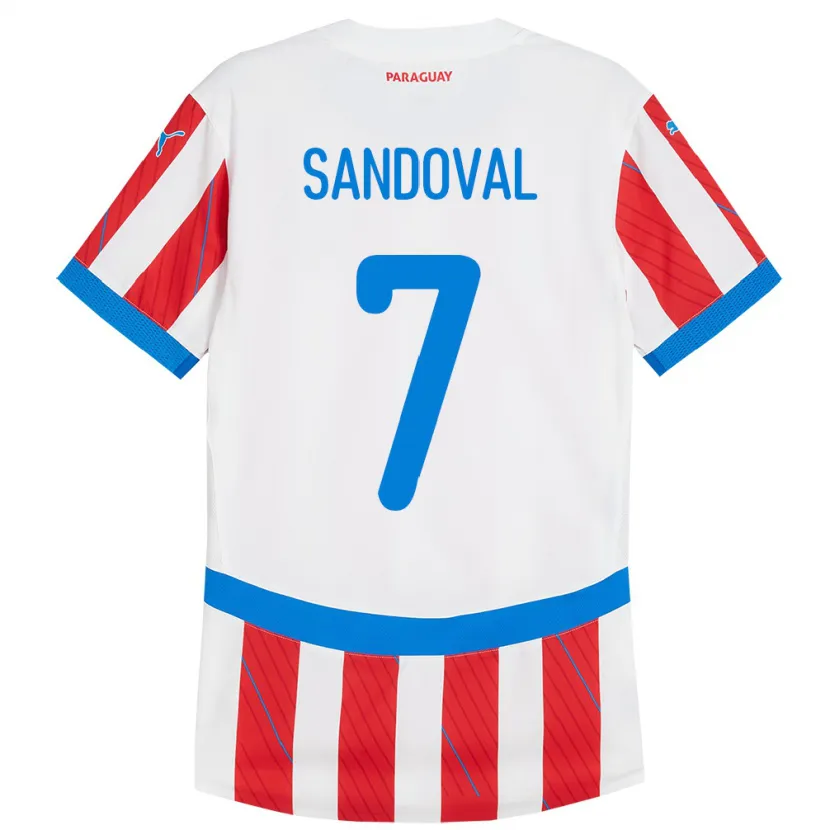 Danxen Kinderen Paraguay Fabiola Sandoval #7 Wit Rood Thuisshirt Thuistenue 24-26 T-Shirt