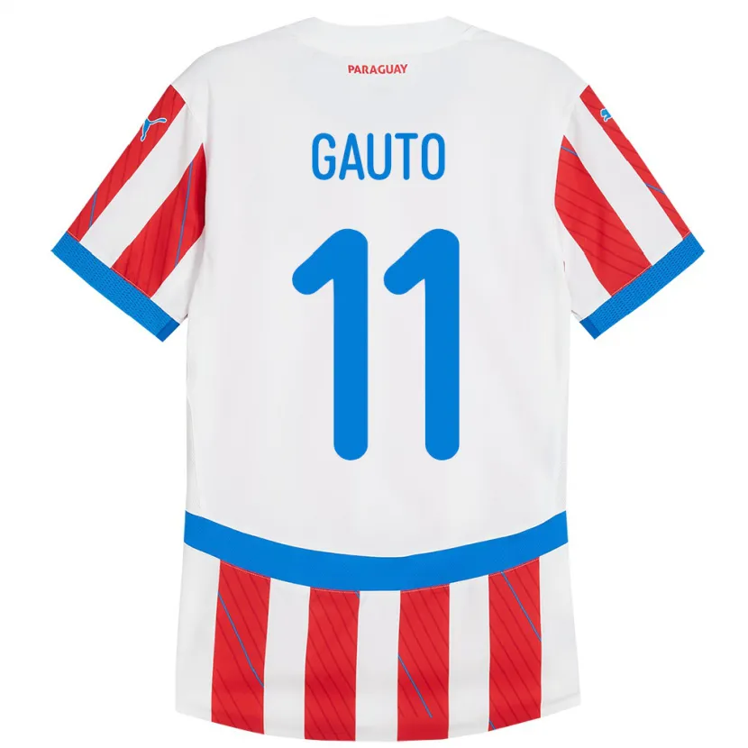 Danxen Kinderen Paraguay Fany Gauto #11 Wit Rood Thuisshirt Thuistenue 24-26 T-Shirt