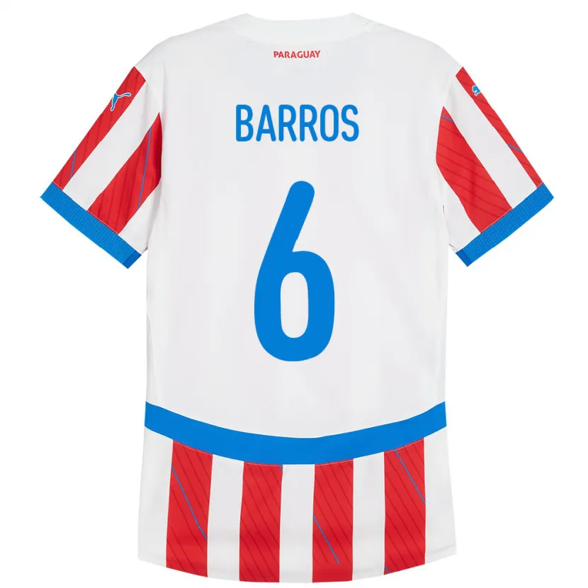 Danxen Kinderen Paraguay Natalia Barros #6 Wit Rood Thuisshirt Thuistenue 24-26 T-Shirt