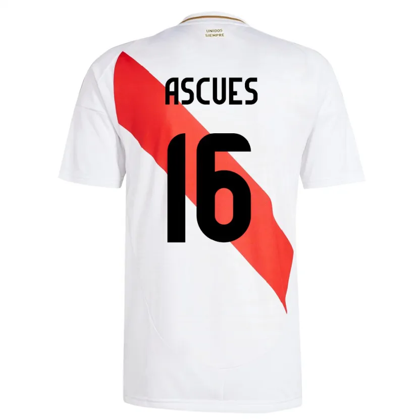 Danxen Kinderen Peru Carlos Ascues #16 Wit Thuisshirt Thuistenue 24-26 T-Shirt