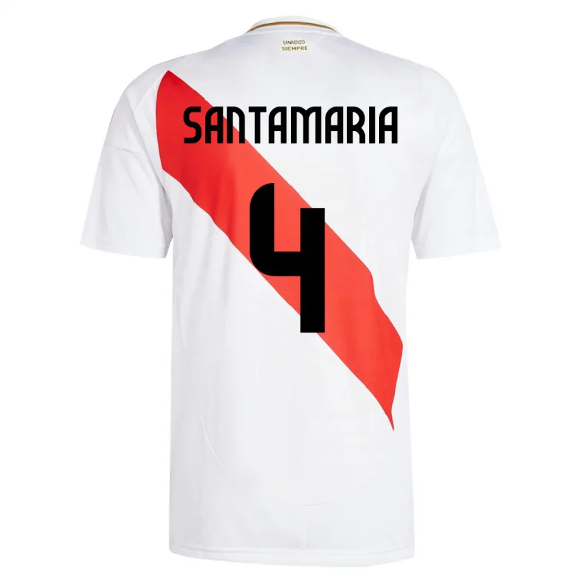 Danxen Kinderen Peru Anderson Santamaría #4 Wit Thuisshirt Thuistenue 24-26 T-Shirt