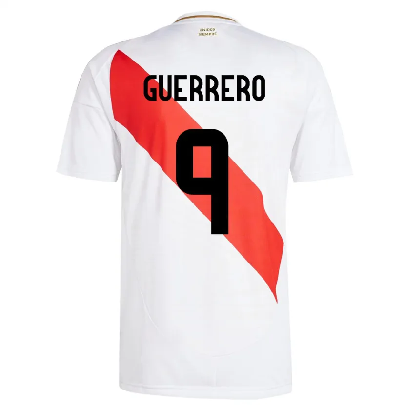 Danxen Kinderen Peru Paolo Guerrero #9 Wit Thuisshirt Thuistenue 24-26 T-Shirt