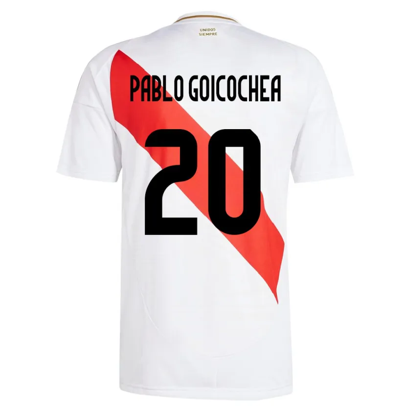 Danxen Kinderen Peru Juan Pablo Goicochea #20 Wit Thuisshirt Thuistenue 24-26 T-Shirt