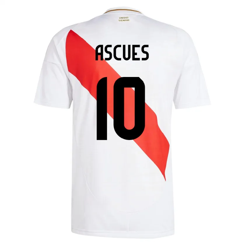 Danxen Kinderen Peru Adrián Ascues #10 Wit Thuisshirt Thuistenue 24-26 T-Shirt