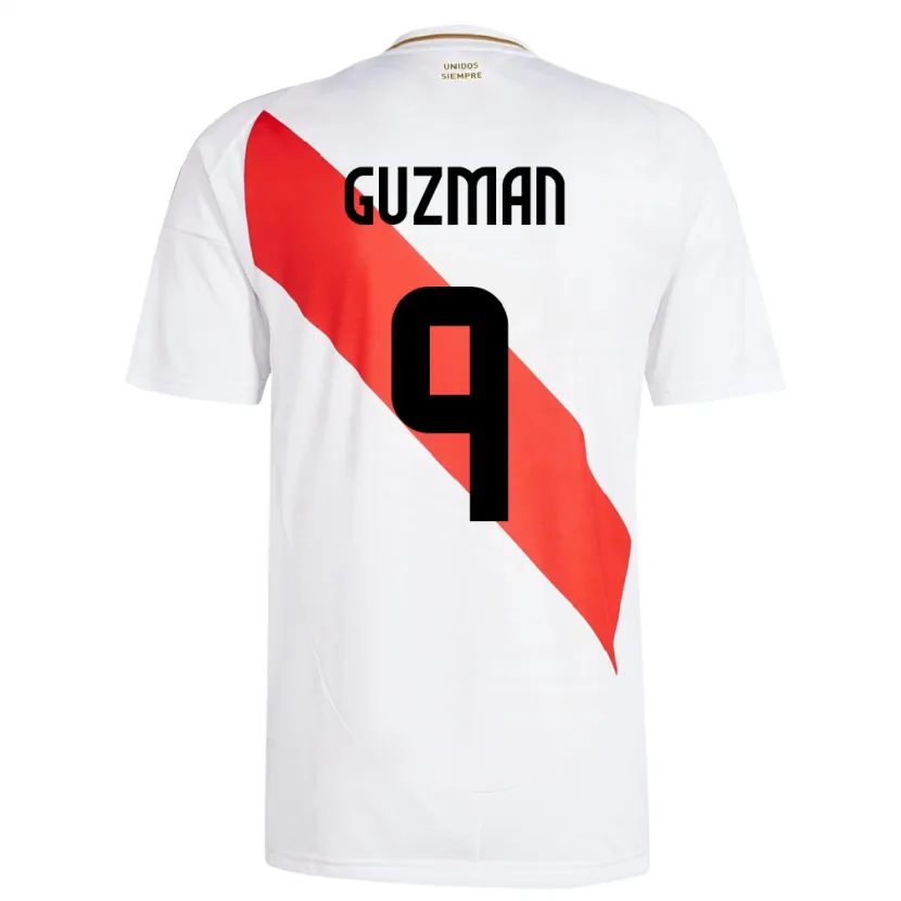 Danxen Kinderen Peru Víctor Guzmán #9 Wit Thuisshirt Thuistenue 24-26 T-Shirt