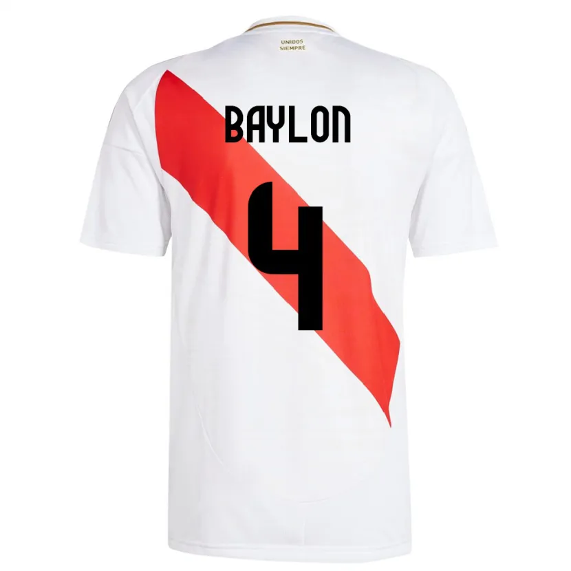 Danxen Kinderen Peru Luis Baylón #4 Wit Thuisshirt Thuistenue 24-26 T-Shirt